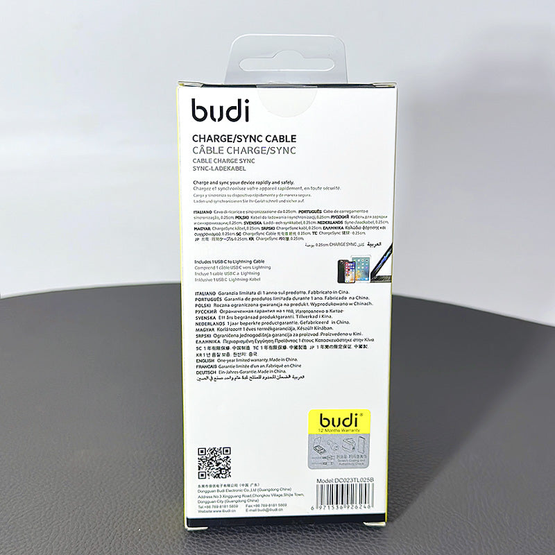 Budi 25cm PD 35W Fast Type-C to Lightning Cable DC023TL025