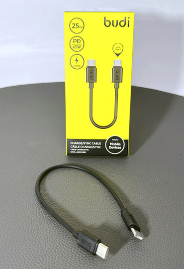 Budi 25cm PD 65W Fast Type-C to Type-C Cable DC023TT025B