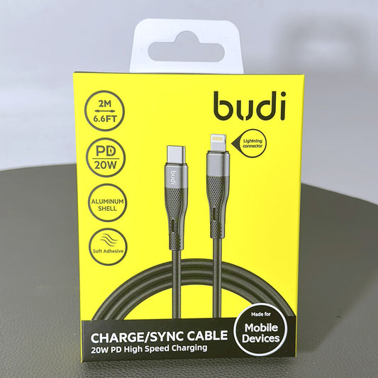 Budi 2m PD 20W Type-C to Lightning High Speed Charging Aluminum Shell Cable DC251TL20W