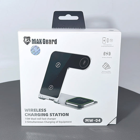 Maxguard 15W wireless fast charger station MW04 (3 Simultaneous Charging of Equipment)