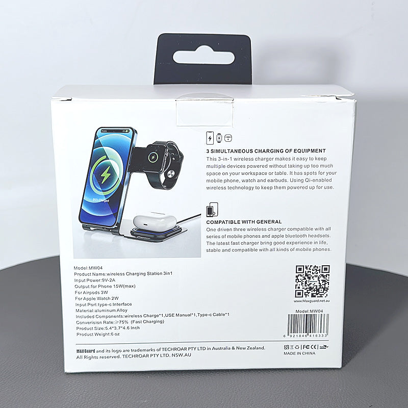 Maxguard 15W wireless fast charger station MW04 (3 Simultaneous Charging of Equipment)