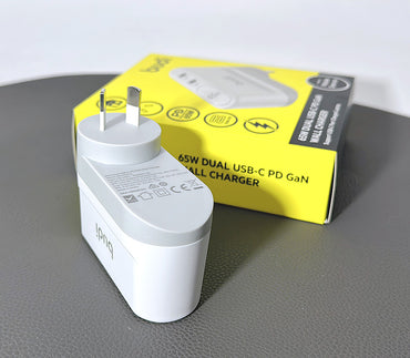 Budi PD 65W Dual USB-C GaN wall charger M8J030AR