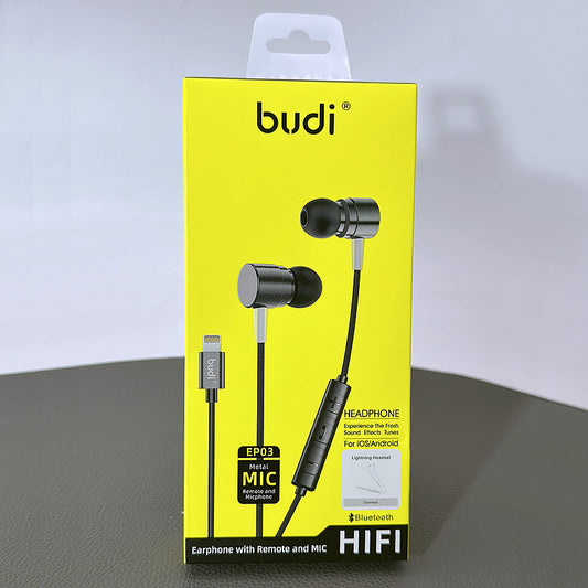 Budi HIFI metal earphone with Remote and Mic headphone for iOS/Android EP03