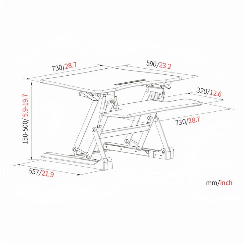 ONLINE Sit Stand Desk Adjustable Riser Ergonomic Work Station 730x590mm GLD07S
