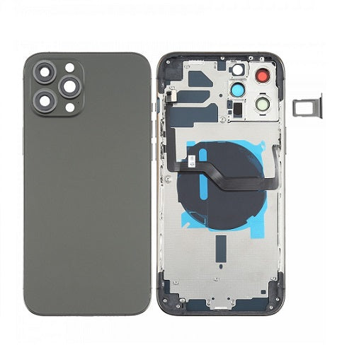 IPHONE 12PRO MAX BACK HOUSING WITH POWER FLEX BLACK (HIGH QUALITY)