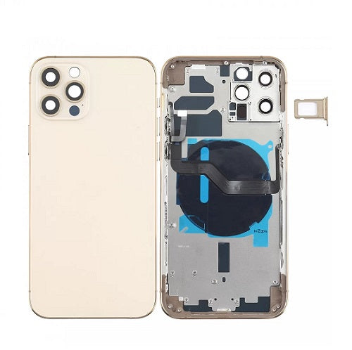 IPHONE 12PRO MAX BACK HOUSING WITH POWER FLEX GOLD (HIGH QUALITY)