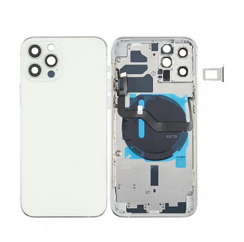IPHONE 12PRO MAX BACK HOUSING WITH POWER FLEX WHITE (HIGH QUALITY)