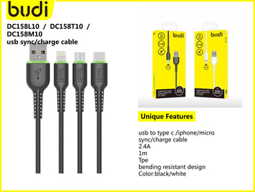 Budi 1m 2.4A Type-C fast cable M8J158T