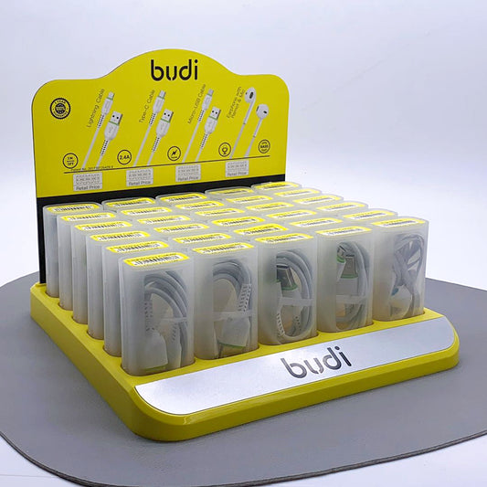 Budi 30 in 1 set (12 PCS Lightning cable,6 PCS Micro cable ,6 PCS Tye-C cable,6 PCS 3.5mm Aux earphones)