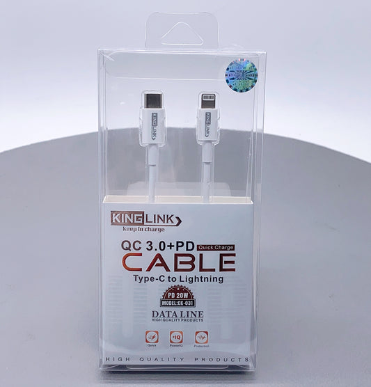 Kinglink QC 3.0 PD 20W Type-C to lightning cable CK031