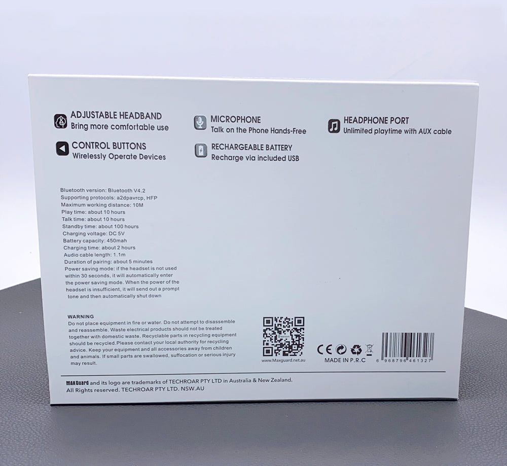 Maxguard wireless bluetooth headphone earphone