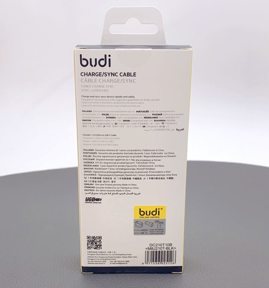Budi 1m 3A Type-C cable M8J210T