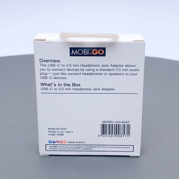 Mobigo 12cm Type-C to 3.5mm Aux headphone jack adapter GO62AT