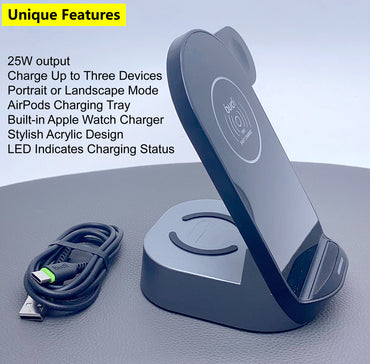 Budi 15W 3 in 1 wireless folding charging stand charger WL4300B ( working for apple watch and airpod )