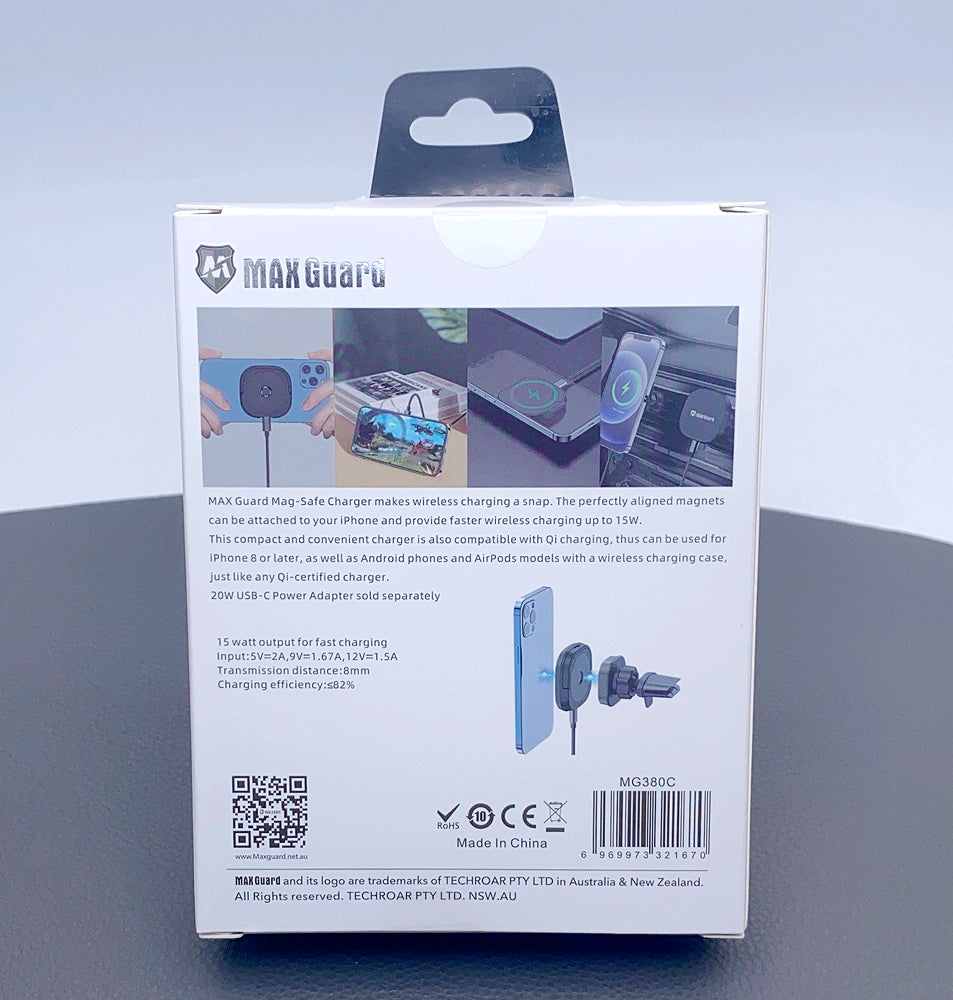 Maxguard 15W magsafe wireless charger air vent car holder MG380C