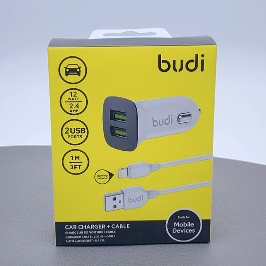 Budi 1m car charger with lightning cable CC631LW