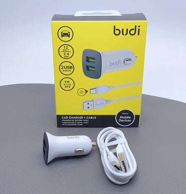 Budi 1m car charger with Type-C cable CC631TW