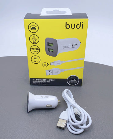 Budi 1m car charger with micro cable CC631MW