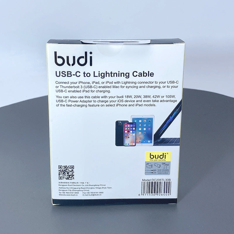 Budi 3m PD 20W Type-C to lightning cable DC206TL30
