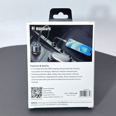 Maxguard 3.1A car charger with 1M lightning cable MC039L