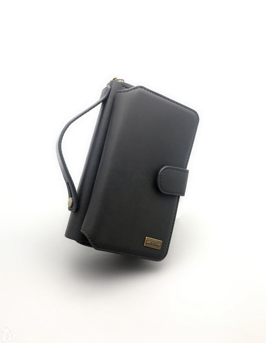 iPhone ipX leather megshi magnetic zip wallet handholding trap case