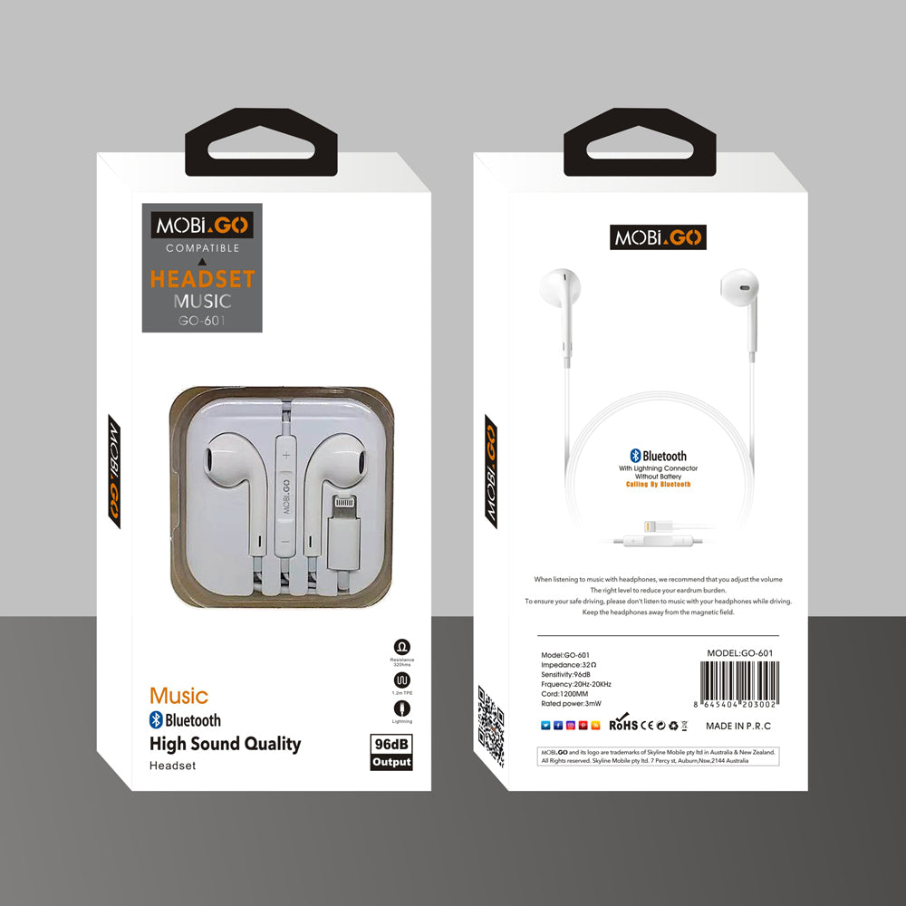 Mobigo wireless bluetooth earphone with lightning connector GO601