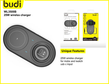 Budi 15W wireless charger M8J3500 (working for iOS phone/ apple watch and android system phone )