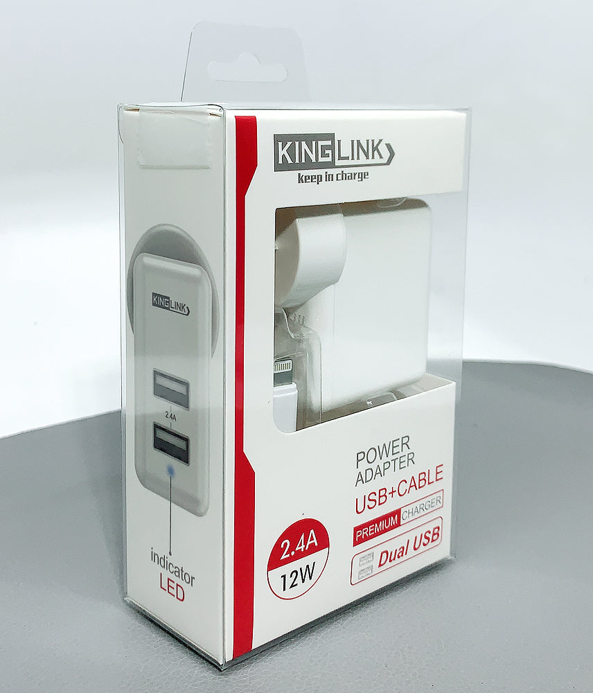 Kinglink dual USB home charger with lightning cable M8J906L