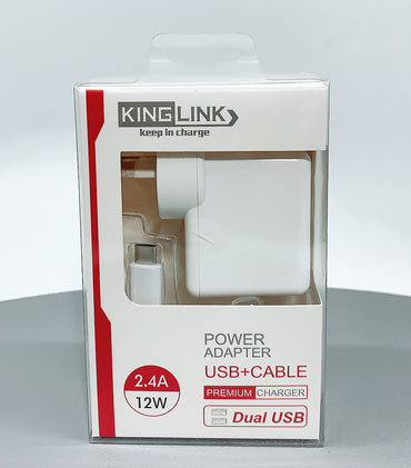 Kinglink dual USB home charger with type-c cable M8J906T