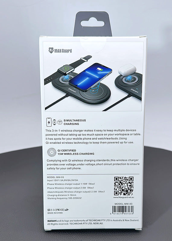 Maxguard 15W wireless charger MW03 (3 in 1 iPhone/Apple watch/Airpods)