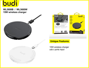 Budi 15W quick wireless charging pad charger WL3600B