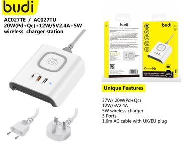 budi qi wireless charger with 3 USB charging station au plug M8J027W