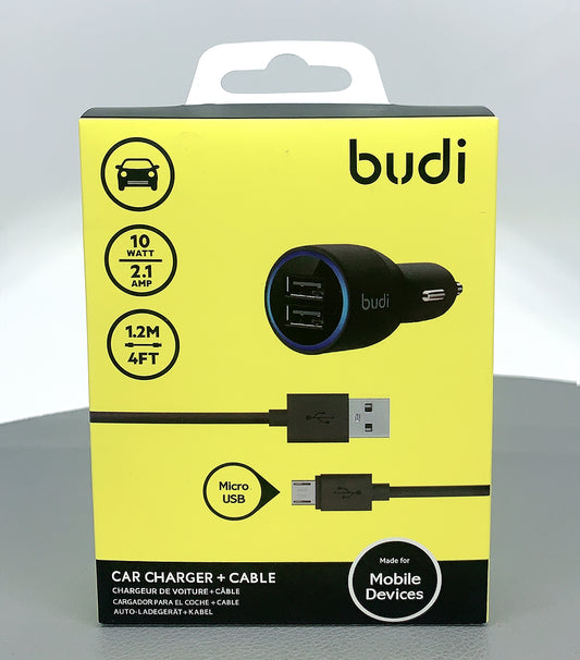 Budi 2 USB car charger micro cable 070