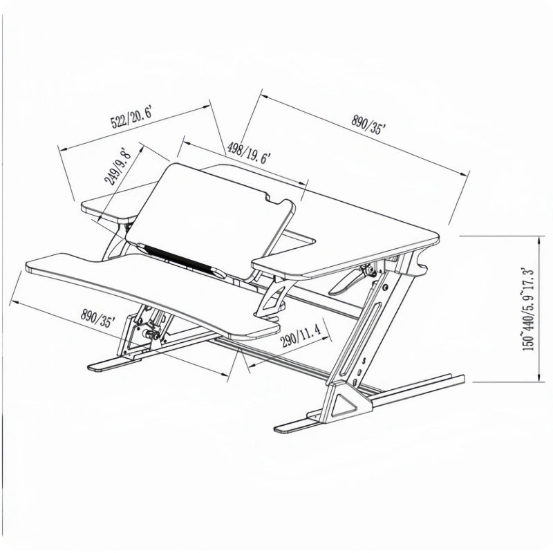 ONLINE Sit Stand Desk Adjustable Riser Ergonomic Work Station 890x522mm GSD06B