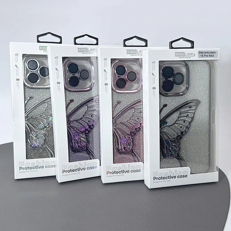 Case for iPhone 17 6.3 Kinglink Glitter Sandy Butterfly