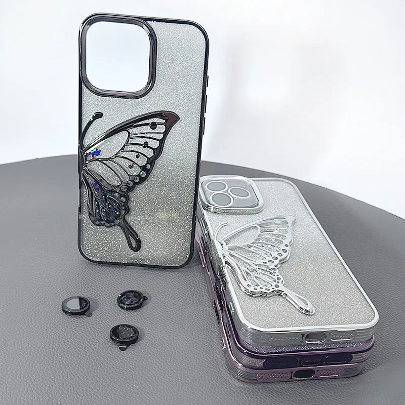 Case for iPhone 17 Pro max 6.9 Kinglink Glitter Sandy Butterfly