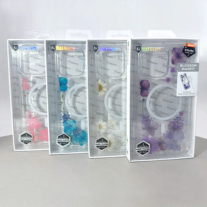 Case for Iphone 14 Plus / 15 Plus 6.7 Kinglink Real Flower Blossom MagFit