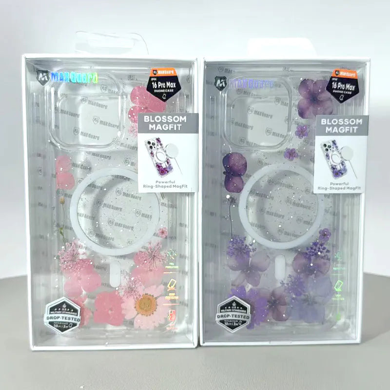 Case for Iphone 14 Pro 6.1 Kinglink Real Flower Blossom MagFit