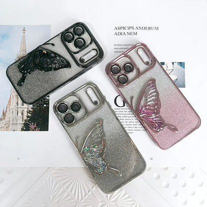 Case for iPhone 17 6.3 Kinglink Glitter Sandy Butterfly