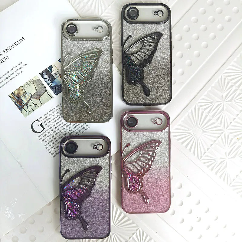 Case for iPhone 17 6.3 Kinglink Glitter Sandy Butterfly