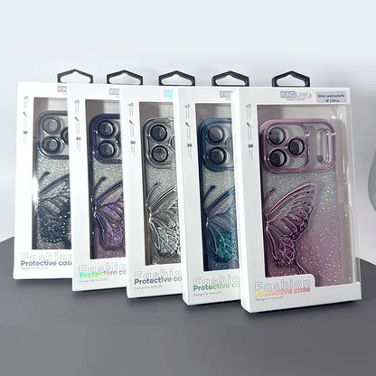 Case for iPhone 17 6.3 Kinglink Glitter Sandy Butterfly