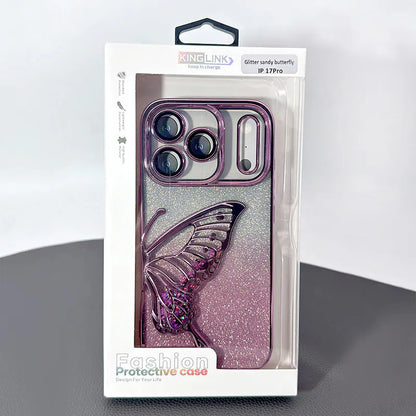 Case for iPhone 17 Pro max 6.9 Kinglink Glitter Sandy Butterfly