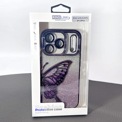 Case for iPhone 17 6.3 Kinglink Glitter Sandy Butterfly