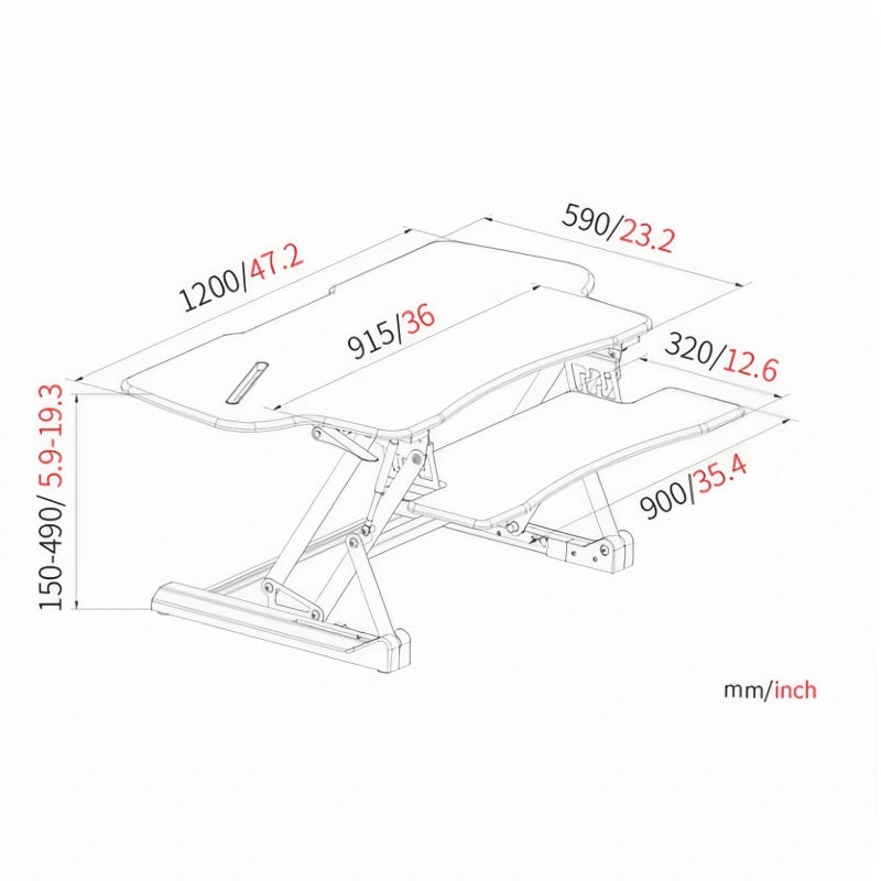ONLINE Sit Stand Desk Adjustable Riser Ergonomic Work Station 1200x590mm GLD07L