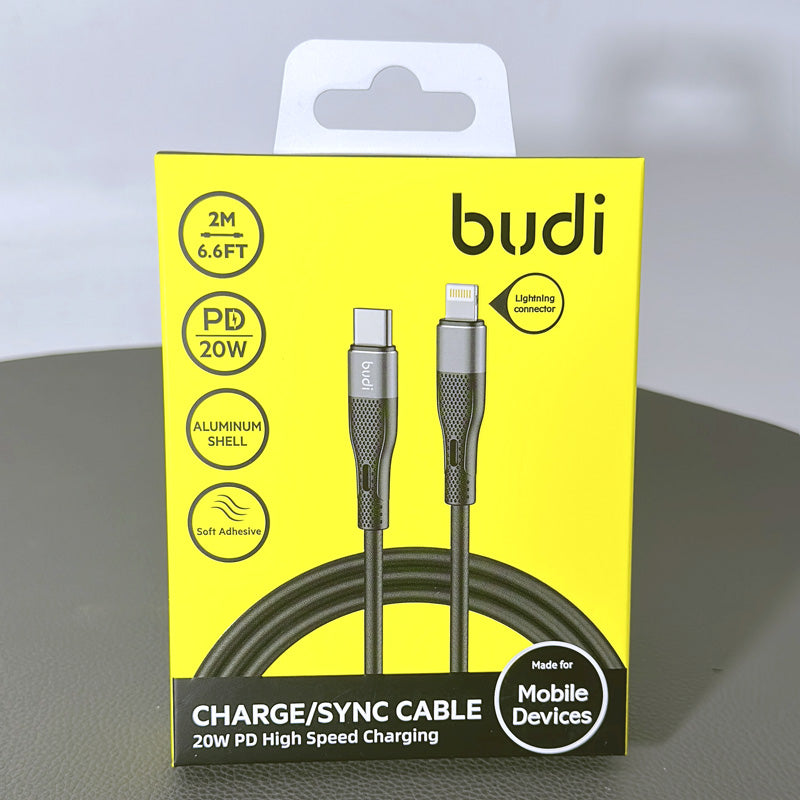 Budi 2m PD 20W Type-C to Lightning High Speed Charging Aluminum Shell Cable DC251TL20W