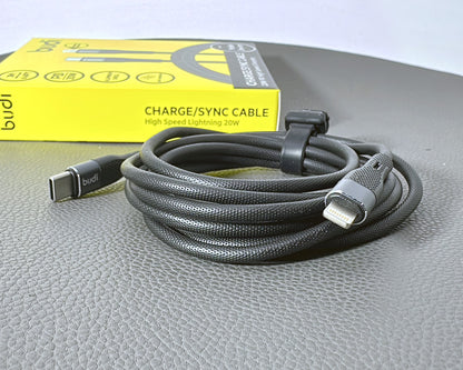 Budi 2m PD 20W Type-C to Lightning High Speed Charging Aluminum Shell Cable DC251TL20W