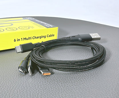 Budi 1.2m 2.4A 6 in 1 Multi Charging Aluminum Shell cable DC203T512