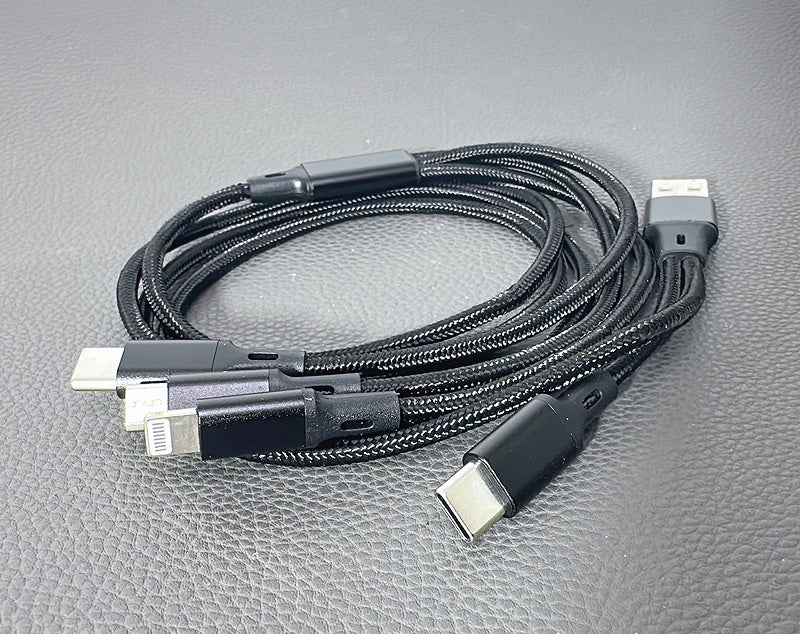 Budi 1.2m 2.4A 6 in 1 Multi Charging Aluminum Shell cable DC203T512