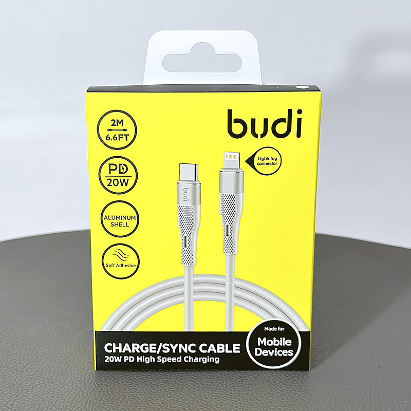 Budi 2m PD 20W Type-C to Lightning High Speed Charging Aluminum Shell Cable DC251TL20W
