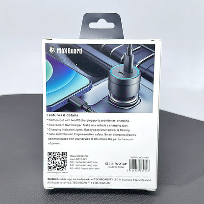 Maxguard 36W+36W car charger MC041PD